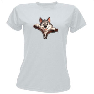 Camiseta Baby Look Lobo no ziper