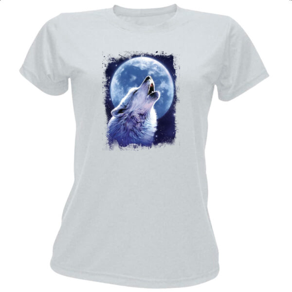 Camiseta Baby Look Lobo uivando ao luar