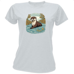 Camiseta Baby Look Lontra nadando