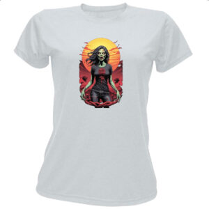 Camiseta Baby Look Mulher Zumbi Sunset Art