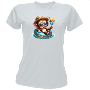 Camiseta Baby Look Macaco na boia