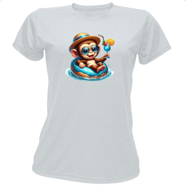 Camiseta Baby Look Macaco na boia