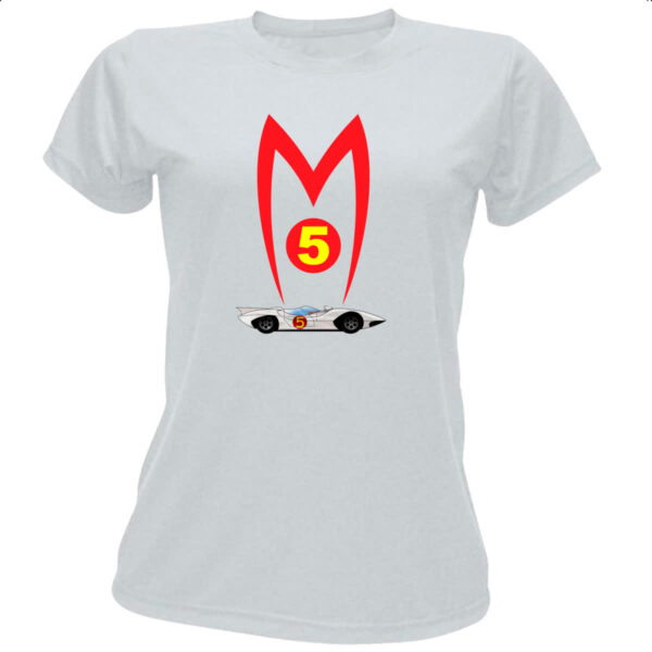 Camiseta Baby Look Mach 5 Logo e carro