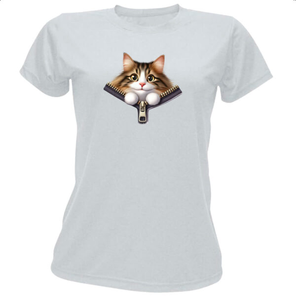 Camiseta Baby Look Maine Coon no ziper
