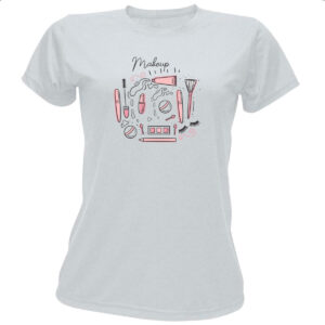 Camiseta Baby Look Makeup pinceis e bases