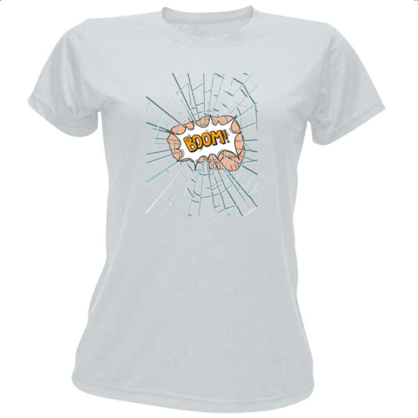Camiseta Baby Look Mao soco no vidro Boom