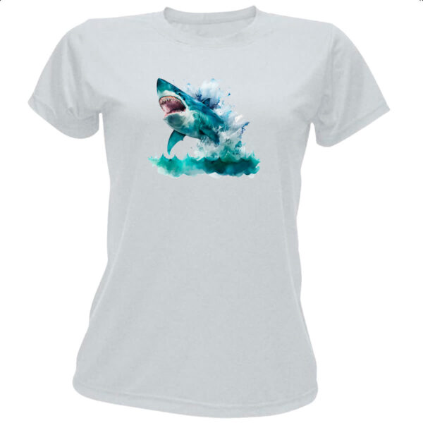 Camiseta Baby Look Megalodonte aquarela 1