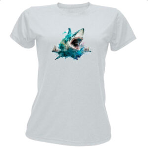 Camiseta Baby Look Megalodonte aquarela 3