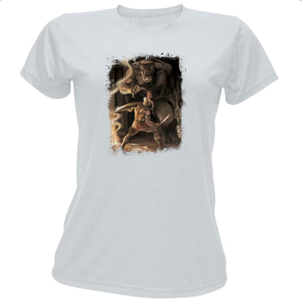 Camiseta Baby Look Mitologia Teseu vs Minotauro 01