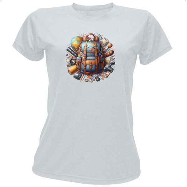 Camiseta Baby Look Mochila viagem ao mundo