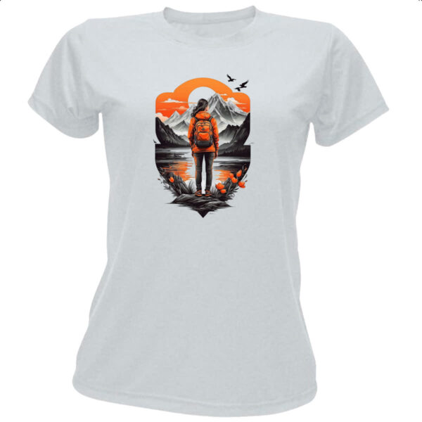 Camiseta Baby Look Mochileira aventureira montanhas