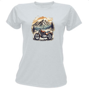 Camiseta Baby Look Motocicleta vintage montanhas