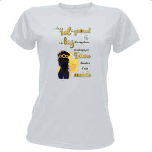 Camiseta Baby Look Mulher e o girassol e a luz