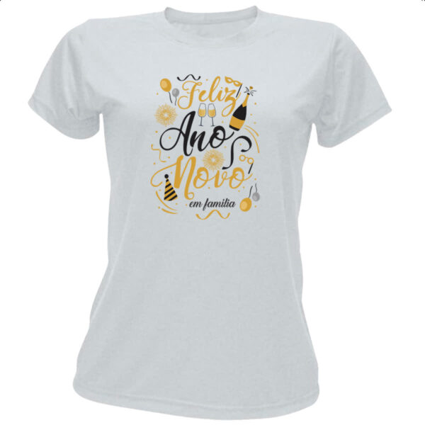 Camiseta Baby Look Ano novo em familia