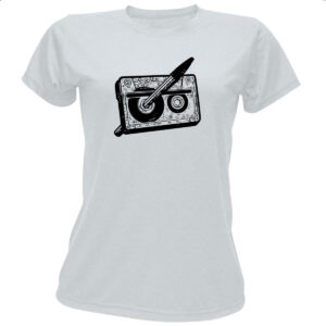 Camiseta Baby Look Nostalgia Fita K7 e Caneta