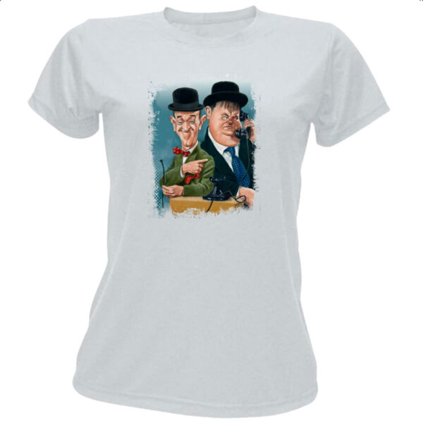 Camiseta Baby Look Nostalgia O Gordo e o Magro Caricatura