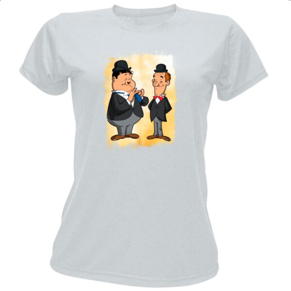Camiseta Baby Look Nostalgia O Gordo e o Magro Cartoon