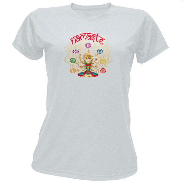 Camiseta Baby Look Namaste Deusa Kali Chakras