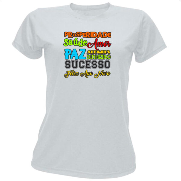 Camiseta Baby Look Ano novo palavras