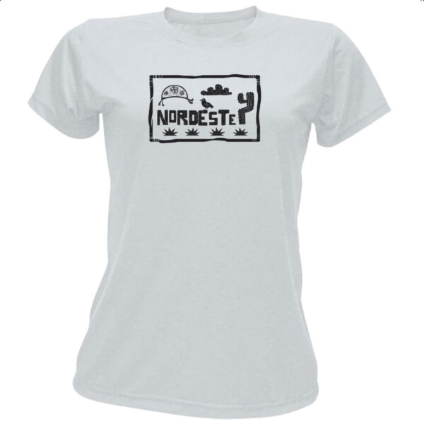 Camiseta Baby Look Nordeste Placa Xilografia Elementos