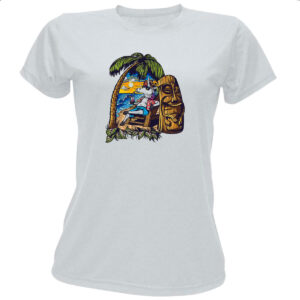 Camiseta Baby Look Unicornio relaxando de ferias