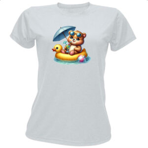 Camiseta Baby Look Urso na boia