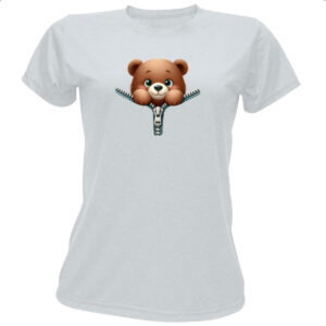 Camiseta Baby Look Urso no ziper
