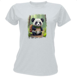 Camiseta Baby Look Urso panda aventureiro