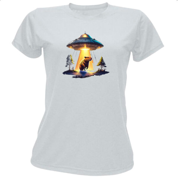 Camiseta Baby Look OVNI capturando uma capivara