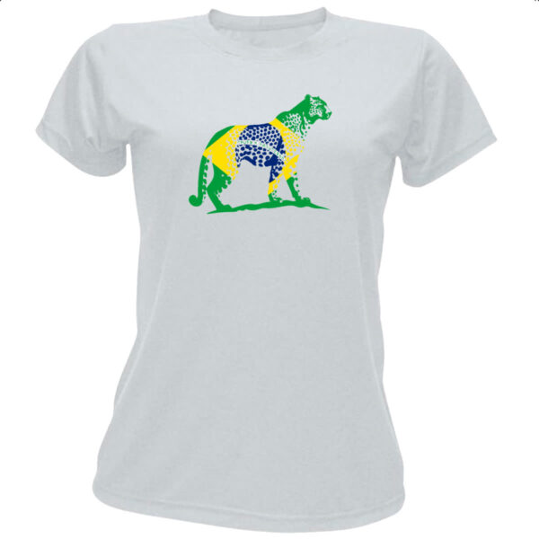 Camiseta Baby Look Onca Pintada Fauna Brasil
