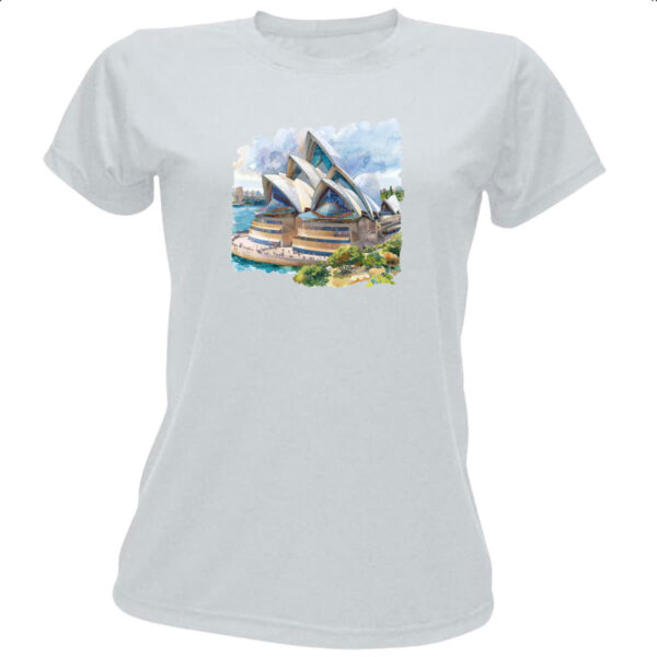 Camiseta Baby Look Opera de Sydney watercolor