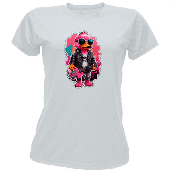 Camiseta Baby Look Patinho Pink Guitarrista Rock