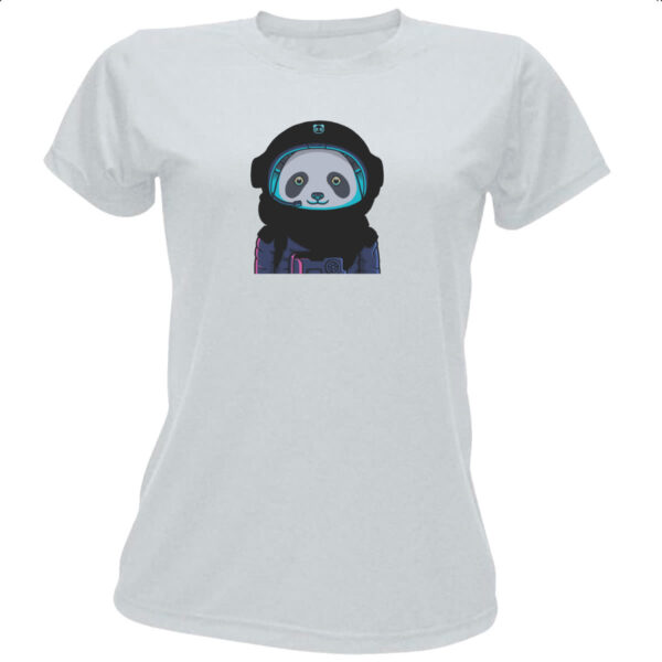 Camiseta Baby Look Panda astronauta cartoon