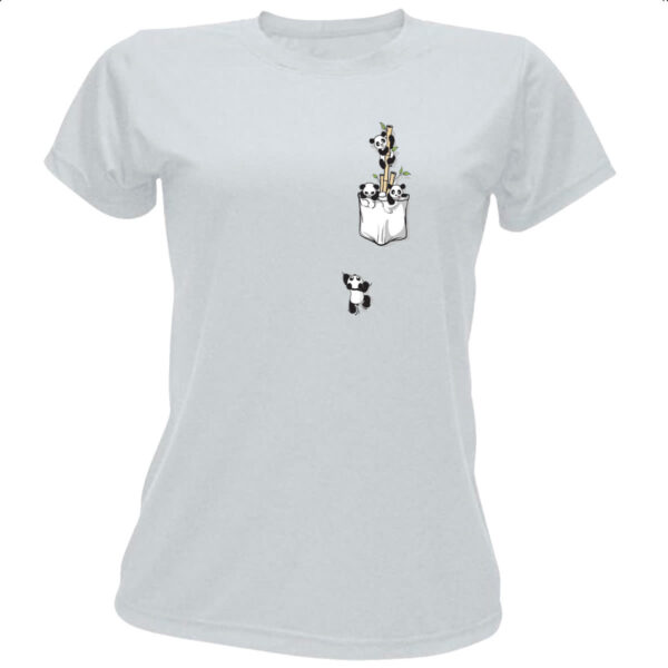 Camiseta Baby Look Panda bambu no bolso