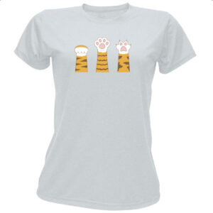 Camiseta Baby Look Pedra Papel Tesoura Gato Laranja