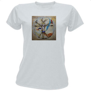 Camiseta Baby Look Papa Leguas e Coyote Vitruviano Da Vinci