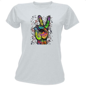 Camiseta Baby Look Paz e amor grafite