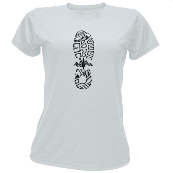 Camiseta Baby Look Pegada montanha aventureiro
