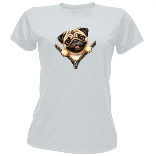 Camiseta Baby Look Pug no Ziper