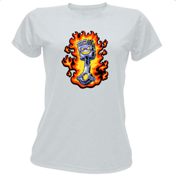 Camiseta Baby Look Pistao flamejante