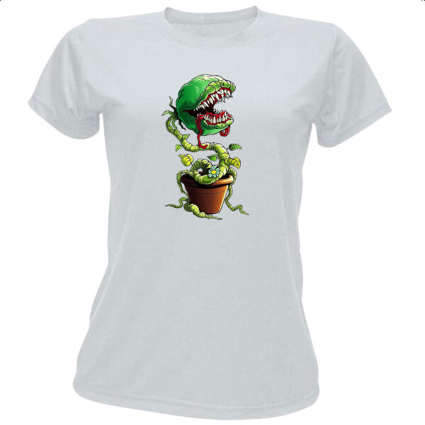 Camiseta Baby Look Planta carnivora no vaso