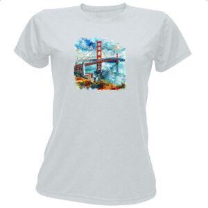 Camiseta Baby Look Ponte Golden Gate watercolor