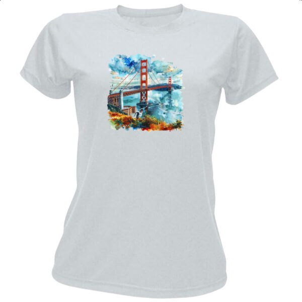 Camiseta Baby Look Ponte Golden Gate watercolor