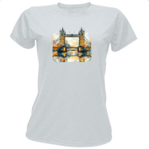 Camiseta Baby Look Ponte de Londres watercolor