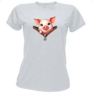 Camiseta Baby Look Porco no ziper