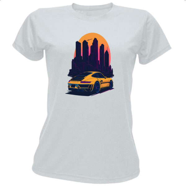 Camiseta Baby Look Porsche Amarelo Sunset