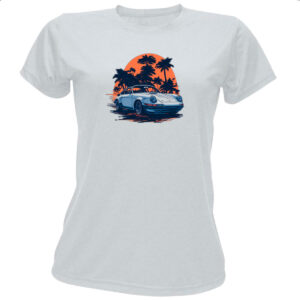 Camiseta Baby Look Porsche Branco Sunset