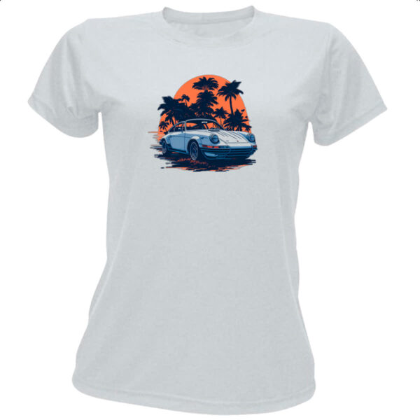 Camiseta Baby Look Porsche Branco Sunset