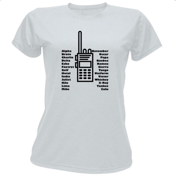Camiseta Baby Look Radio codigos foneticos