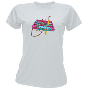 Camiseta Baby Look Rebobinador fita K7 raiz